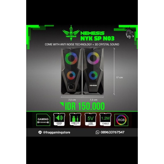 NYK Sp-03 / SP N03 RGB Gaming Speaker พร้อมเสียง 3 มิติ