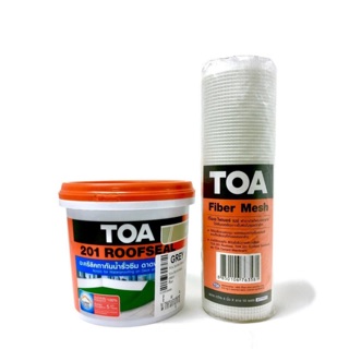 TOA 201 Roofseal อะคริลิคทากันน้ำรั่วซึม 1kg (สีเทา) และ TOA Fiber Mesh