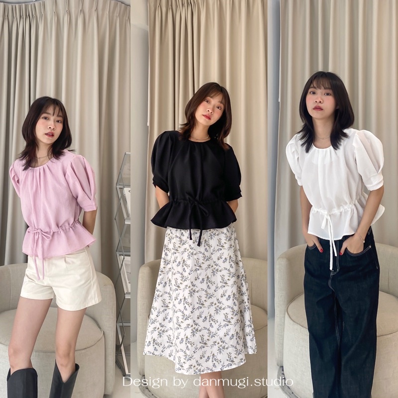 🔥พร้อมส่ง1-2วันถึง🔥 maria top เสื้อครอปมินิมอล เสื้อทำงาน สไตล์เรียบหรู ตรงเอวรูดได้แบบกรุบๆ