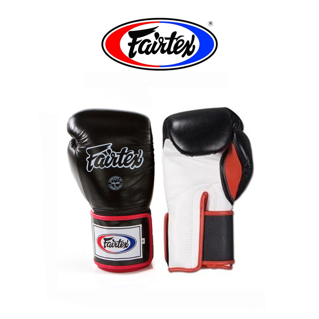 นวมชกมวย แฟร์เท็กซ์  รุ่น BGV5  Fairtex Boxing Gloves BGV5 - Super Sparring Gloves, Black/White/Red Color. Size:12 14 16