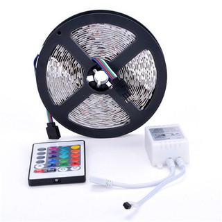 LED Strip ชุดไฟ LED เส้น รุ่น 3528 RGB ชนิดสลับสี พร้อมรีโมทย์ และAdapter 24W 5 เมตร MBL