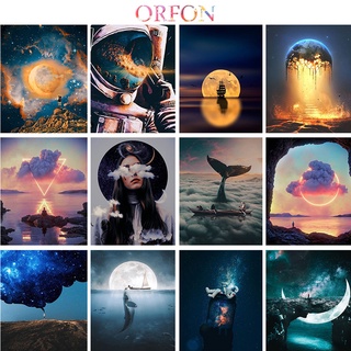 【ORFON】ภาพวาดสีน้ํานม ตามตัวเลข รูปอวกาศกาแล็กซี่ 40x50 ซม. สําหรับตกแต่งบ้าน DIY