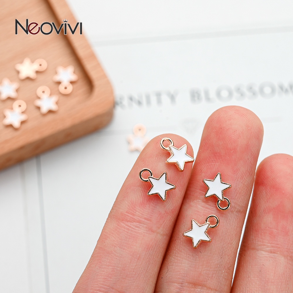 10pcs เคลือบดาว Charm โลหะผสมมินิจี้หยดน้ำมันอุปกรณ์เสริมสำหรับ DIY ทำสร้อยข้อมือสร้อยคอพวงกุญแจเครื่องประดับ