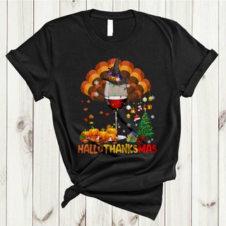 ขายดี!เสื้อยืด พิมพ์ลาย Happy Halloween Thankgiving Xmas Wine คุณภาพดี สําหรับวันฮาโลวีนS-5XL