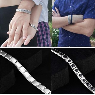 ﻿Nowintwion สร้อยข้อมือเพื่อสุขภาพ  Magneticum Bio Energy Steel Bracelet สีเงิน เม็ดใหญ่ 1 ต่อข้อ