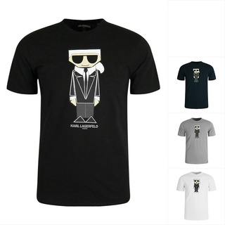 เสื้อยืดคอกลม แขนสั้น ผ้าฝ้าย ลาย Karl Lagerfeld สําหรับผู้ชาย