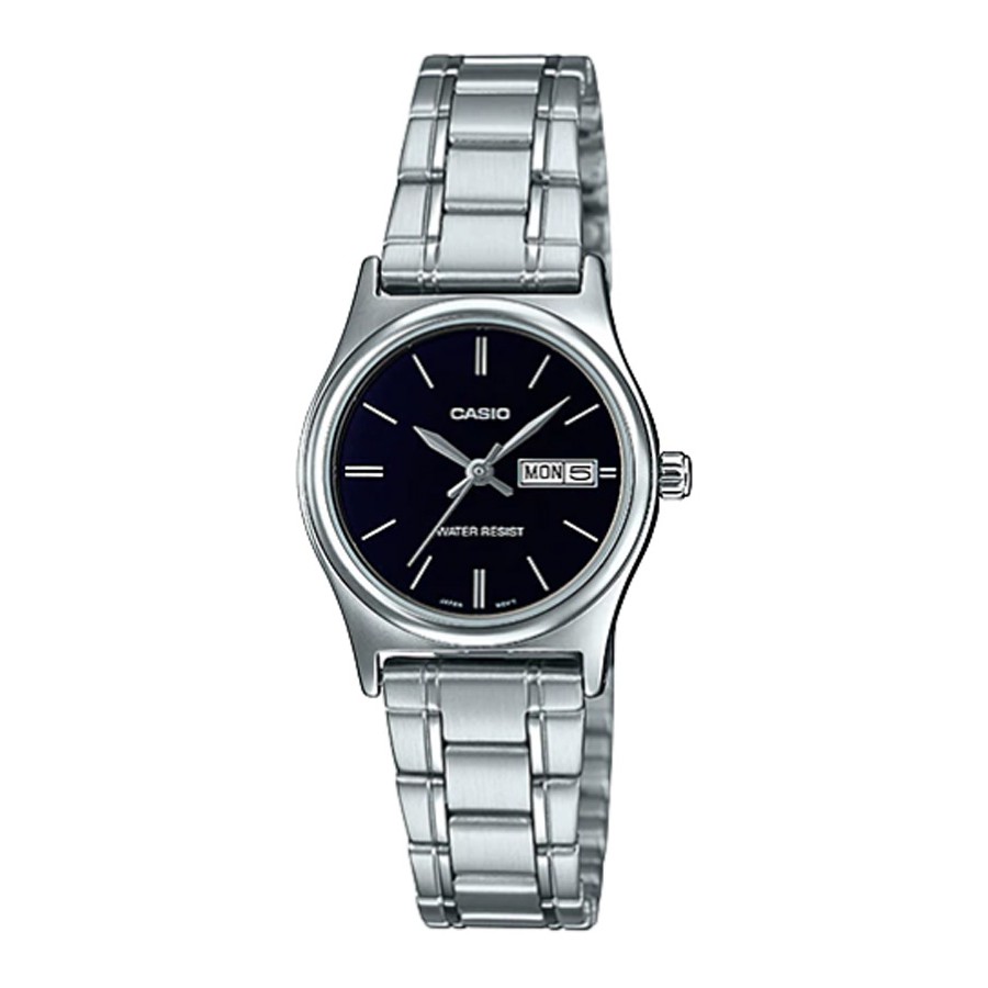 Casio Standard นาฬิกาข้อมือผู้หญิง สายสเตนเลส รุ่น LTP-V006D,LTP-V006D-1B2,LTP-V006D-1B2UDF - สีเงิน