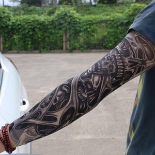 ปลอกแขนกันแดด ปลอกแขน ถุงมือ กันแดด เวลาขับรถ ลายสักสุดเท่ Tattoo Gloove