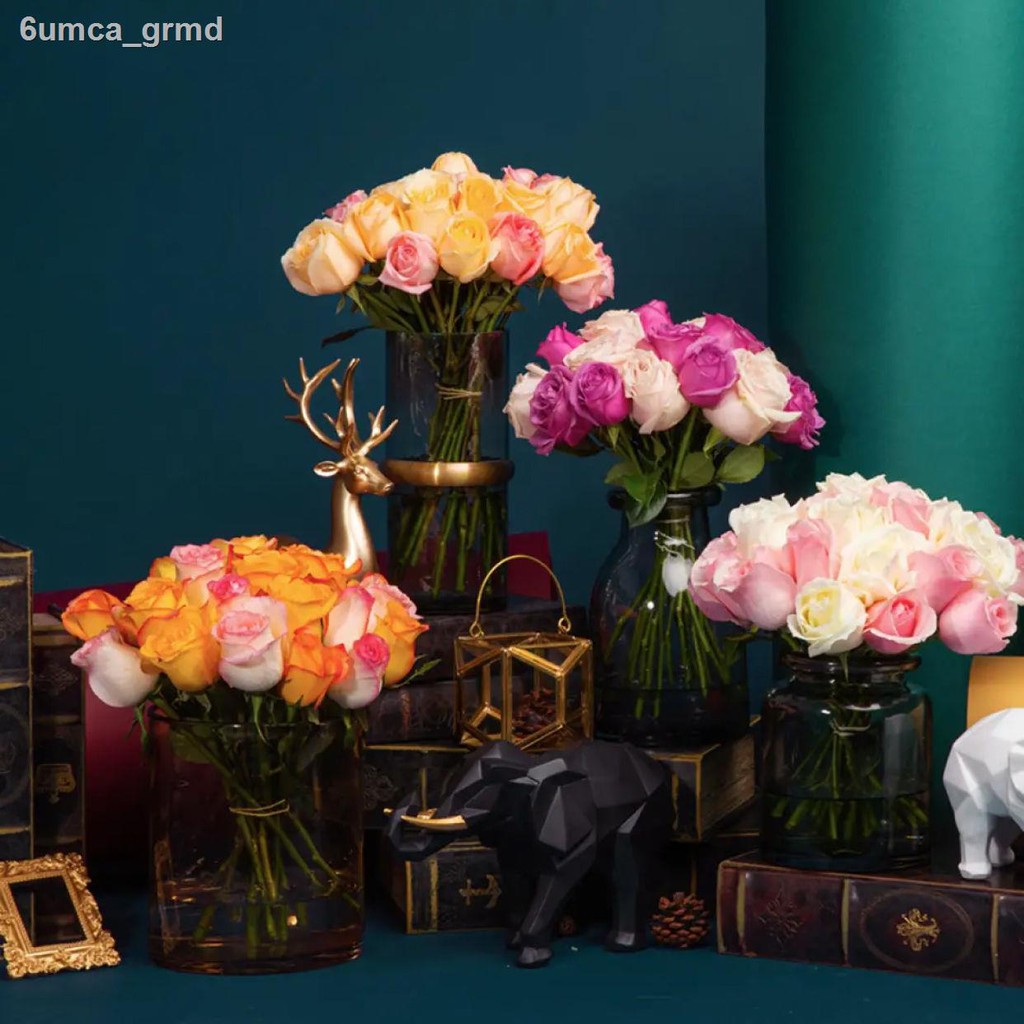 โรสเลิฟเวอร์۞กุหลาบสดไลเซนทัสลิลลี่ทานตะวันดอกไม้โฮมออฟฟิศปลูกน้ำจัด