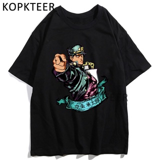 เสื้อยืดผู้ 【Sportwear】เสื้อยืดแขนสั้น ผ้าฝ้าย 100% พิมพ์ลายการ์ตูนอนิเมะ Jojos Bizarre Adventure Kujo Jotaro Giorno Gio