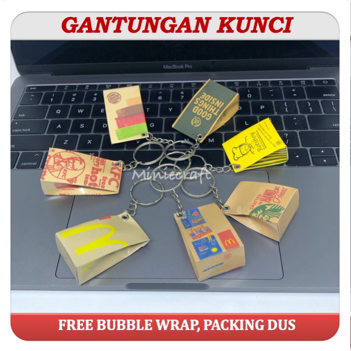 GUNDAN GANCI - KEYCHAINS MINIATURE BAG FOOD MCD, KFC, STARBUCKS