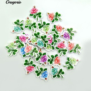 Gregorio 50pcs ดอกไม้รูปทรง 2-Hole ไม้ปุ่ม DIY จักรเย็บผ้า Acc