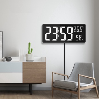 นาฬิกาดิจิทัล LED แขวนผนัง จอแสดงผลขนาดใหญ่ อุณหภูมิและความชื้นในร่ม พลังงาน USB นาฬิกาอิเล็กทรอนิกส์ สําหรับบ้านฟาร์ม บ้าน ห้องเรียน สํานักงาน