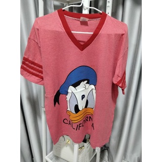 เสื้อยืดวินเทจ ตอก Disney ตะเข็บเดี่ยว งานป้าย คอวีเก๋  โดนัลดั๊ก