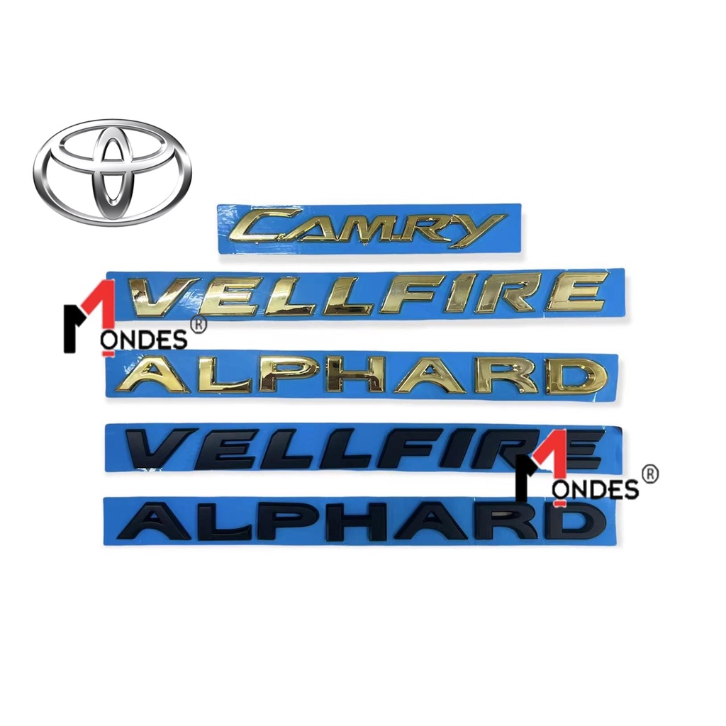 Toyota Vellfire Alphard Camry Wording Tulisan Emblem Logo Gold Mattle Black