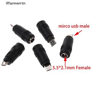 {iffarmerrtn} ปลั๊กแจ็คตัวเมีย DC 5.5*2.1 มม. เป็นไมโคร USB 5pin ตัวผู้ 2 ชิ้น