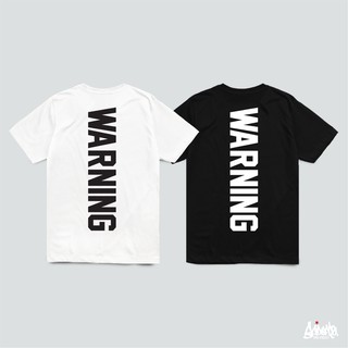 เสื้อยืดลาย รุ่น Warning ขาว ดำ ( ลิขสิทธิ์แท้ ) แขนสั้น เสื้อยืดชาย หญิง M L XL 2XL  TS