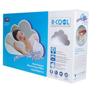 หมอนสุขภาพ R-COOL MEMORY FOAM BUTTERFLY M 54X32X12 นิ้ว สีขาว หมอนหนุนและหมอนข้าง