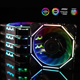 🔥พร้อมส่ง🔥 พัดลมระบายความร้อน Fan Case PC Coolingman แปดเหลี่ยม RGB ขนาด 120mm และ Remote Controller เปลี่ยนไฟได้