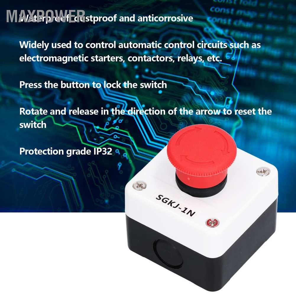 Maxpower SGKJ‑1N Emergency Stop Push Button Switch Station Waterproof