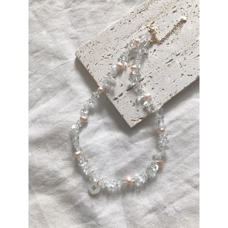 🌴CHIC - Stone pearl beads สร้อยคอหินใสมุก