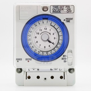 HACO ไทม์เมอร์ (Timer Switch ) นาฬิกาตั้งเวลา 24 ชั่วโมง แบบอนาล็อค มีแบตเตอร์รี่สำรองไฟ รุ่น TM-B20