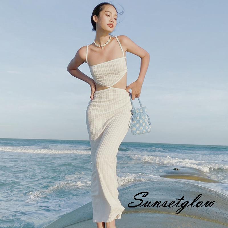 S-g/ ชุดเดรสยาว บอดี้คอน แขนกุด ผ้าตาข่ายซีทรู เปิดหลัง สําหรับผู้หญิง