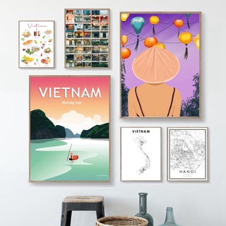 โปสเตอร์ผ้าใบ พิมพ์ลายแผนที่เวียดนาม สไตล์โมเดิร์น สําหรับตกแต่งผนังบ้าน