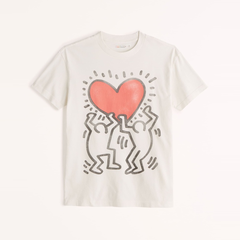 เสื้อยืด พิมพ์ลายกราฟิก Abercrombie Fitch Pride Keith Haring สําหรับผู้ชาย 318243-1 Af