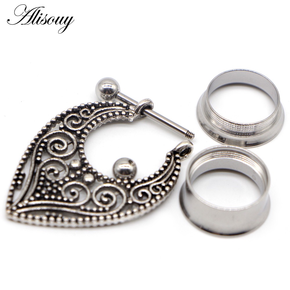Alisouy 2 ชิ้น 6-25 มม.เหล็กผ่าตัดอุโมงค์หูเจาะปลั๊ก Double Flare เนื้ออุโมงค์วัดต่างหู Stretcher Dangle stretchers ปลั๊ก ราคา ถูกที่สุด ดีลบีเคเค แกลเลอรีภาพที่ 2