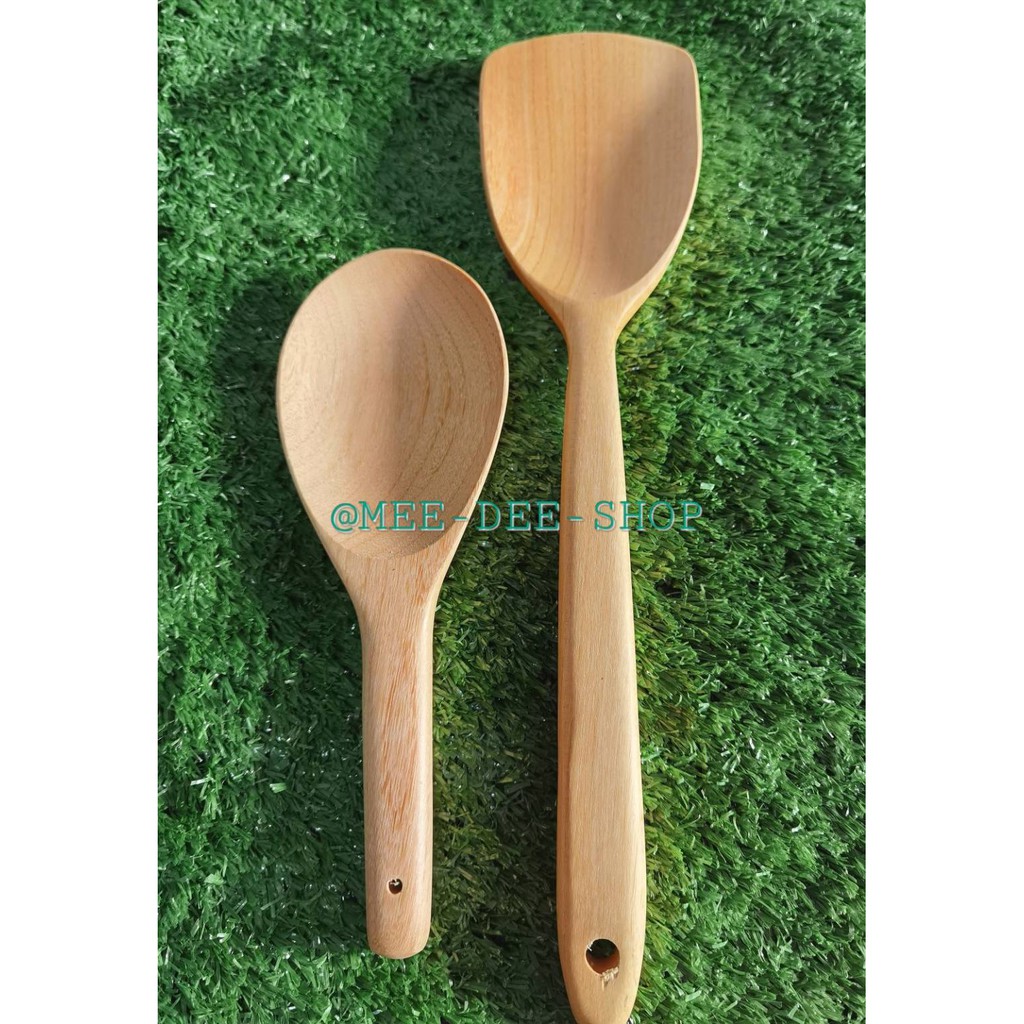 ตะหลิวผัด+ทัพพี ทำจากไม้จะบก/ ไม้มันปลา เหมาะสำหรับผัดและทอดอาหาร ราคา ถูกที่สุด ดีลบีเคเค รูปภาพหลัก