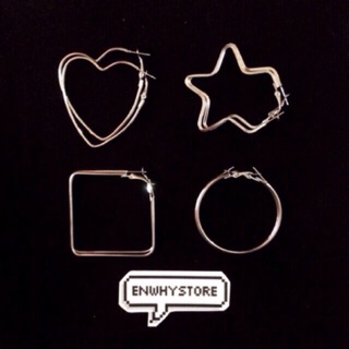 ต่างหูห่วง ตุ้มหูห่วง วงกลม หัวใจ สี่เหลี่ยม | hoop earring 🔮