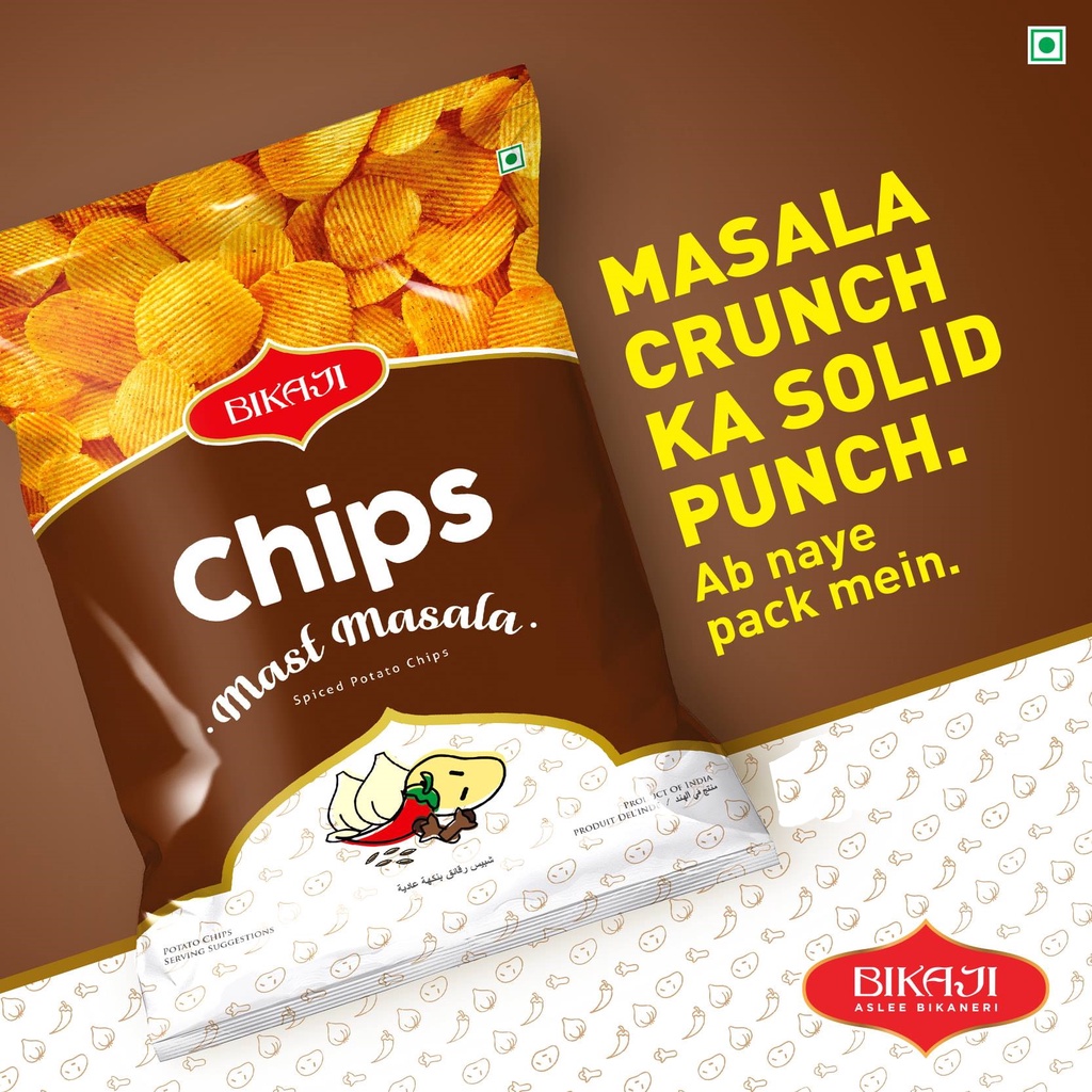 ขนมขบเคี้ยวมันฝรั่งอินเดีย Bikaji Potato Chips 40 กรัม Masala Tomato Podina