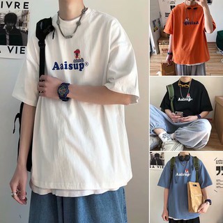 🔥เสื้อยืดแขนสั้น / เสื้อยืดสไตล์ยุโรปและอเมริกา / เสื้อยืดหลวมขนาดใหญ่ / S-5XL / เสื้อยืดตัวอักษรพิมพ์ / แขนห้าจุด / เท