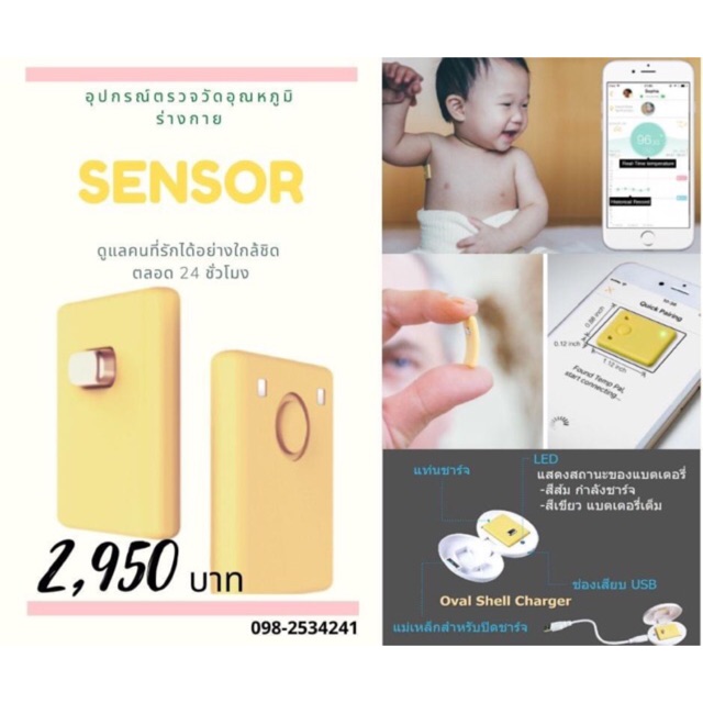 [พร้อมส่ง] Sensor อุปกรณ์ติดตามวัดอุณหภูมิร่างกาย