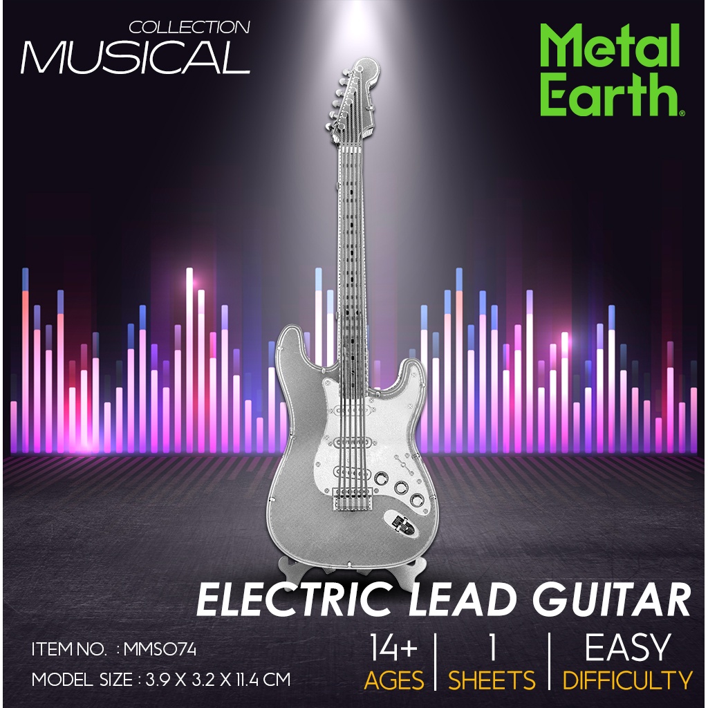 กีต้าร์เบส Electric Lead Guitar โมเดลโลหะ 3 มิติ MMS074 แบนด์ Metal Earth สินค้าพร้อมส่ง