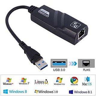 ราคาUSB 3.0 to RJ45 Gigabit Ethernet Lan 10/100Mbps แปลง USB3.0 เป็นสายแลน ไดรเวอร์ในตัว Network Adapter For PC