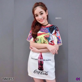 👗Pfashion [ส่งไว!!🚛] P0857 เดรสลายปาร์ตี้ Coca-Cola Coca-Cola party dress