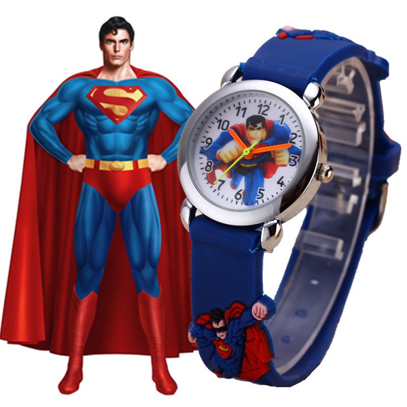 นาฬิกาเด็ก 3D Superman การ์ตูนนาฬิกาดิจิตอลลําลองสําหรับเด็กเด็กผู้ชาย