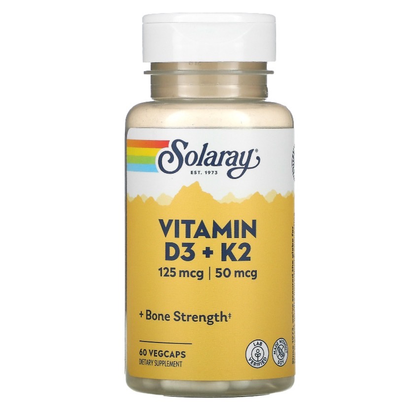 (พร้อมส่ง) Solaray Vitamin D3 + K2 ขนาด 60 และ 120 VegCaps