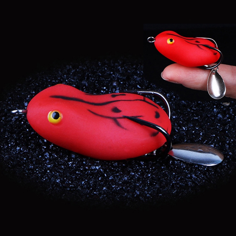 1pc กบนุ ่ มส ่ องสว ่ างตกปลาเหยื ่ อตะขอคู ่ 4.5 ซม.7g ด ้ านบนน ้ ํา Ray กบประดิษฐ ์ Minnow
