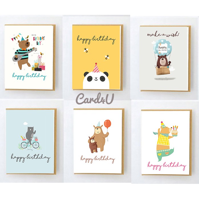 (พร้อมส่ง) การ์ดอวยพรวันเกิด Happy Birthday @8.33 Baht/แผ่น ชุด 6 แผ่น+ซอง