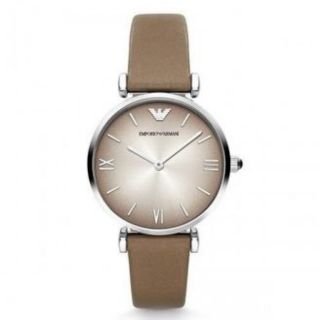 Emporio Armani Womens Retro AR1768 Grey Leather Quartz Watch