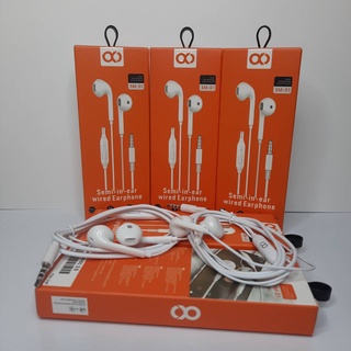 หูฟัง เชื่อมต่อ Aux 3.5 okd SM-01 เสียงดี สีขาว music earphones มีไมค์ คุยโทรศัพท์ได้ เสียงดัง ฟังชัด stereo earphones