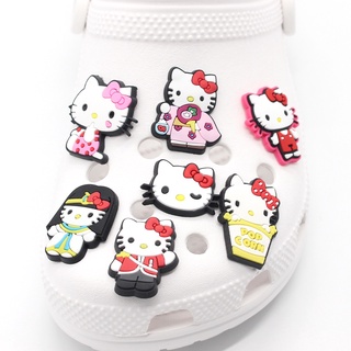 CROCS อุปกรณ์เสริมหัวเข็มขัด Pvc ลาย Hello Kitty สําหรับติดรองเท้าผ้าใบ