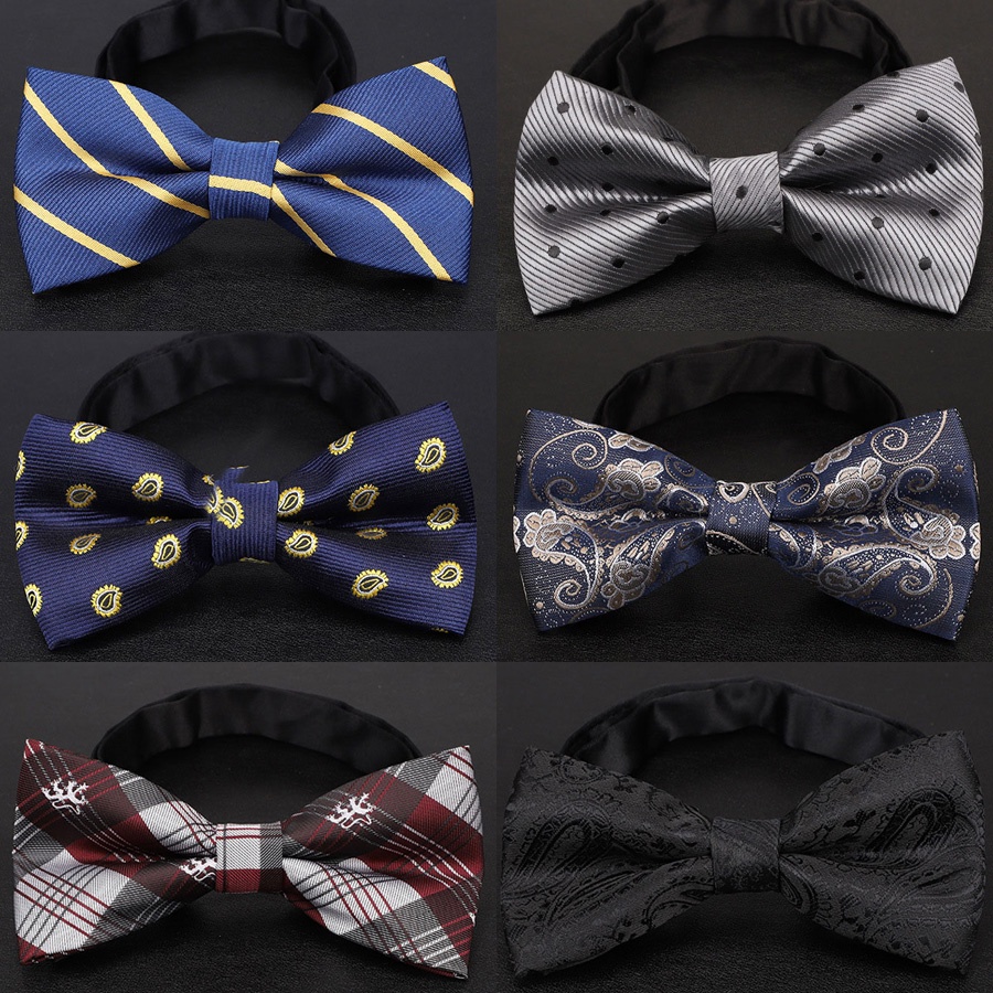 ใหม่ผู้ชายผ้าไหม Bow Ties 12 ซม.* 6 ซม.Man Bowtie Polka Dot ลายผีเสื้อ Bowknot เจ้าบ่าวงานแต่งงานอุปกรณ์เสริม Bows
