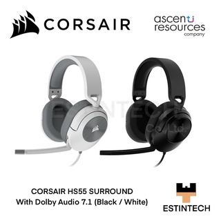 HEADSET (หูฟัง) Corsair HS55 SURROUND With Dolby Audio 7.1 (Black/White) ของใหม่ประกัน 2ปี