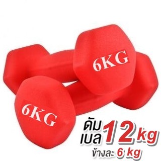 ดัมเบล 6 Kg แพ็คคู่ (สีแดง)  dumbell  dumbbell dumbells ดรัมเบล