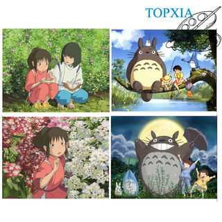 โปสเตอร์ภาพระบายสีตามตัวเลข รูปอนิเมะ Hayao Miyazaki สำหรับตกแต่งผนัง DIY 【ขนาด: 50X40 ซม.】