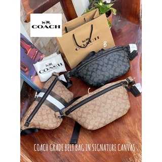 COACH GRADE BELT BAG IN SIGNATURE CANVAS Code:B11D230165  แบรนด์แท้ 100% งาน Outlet